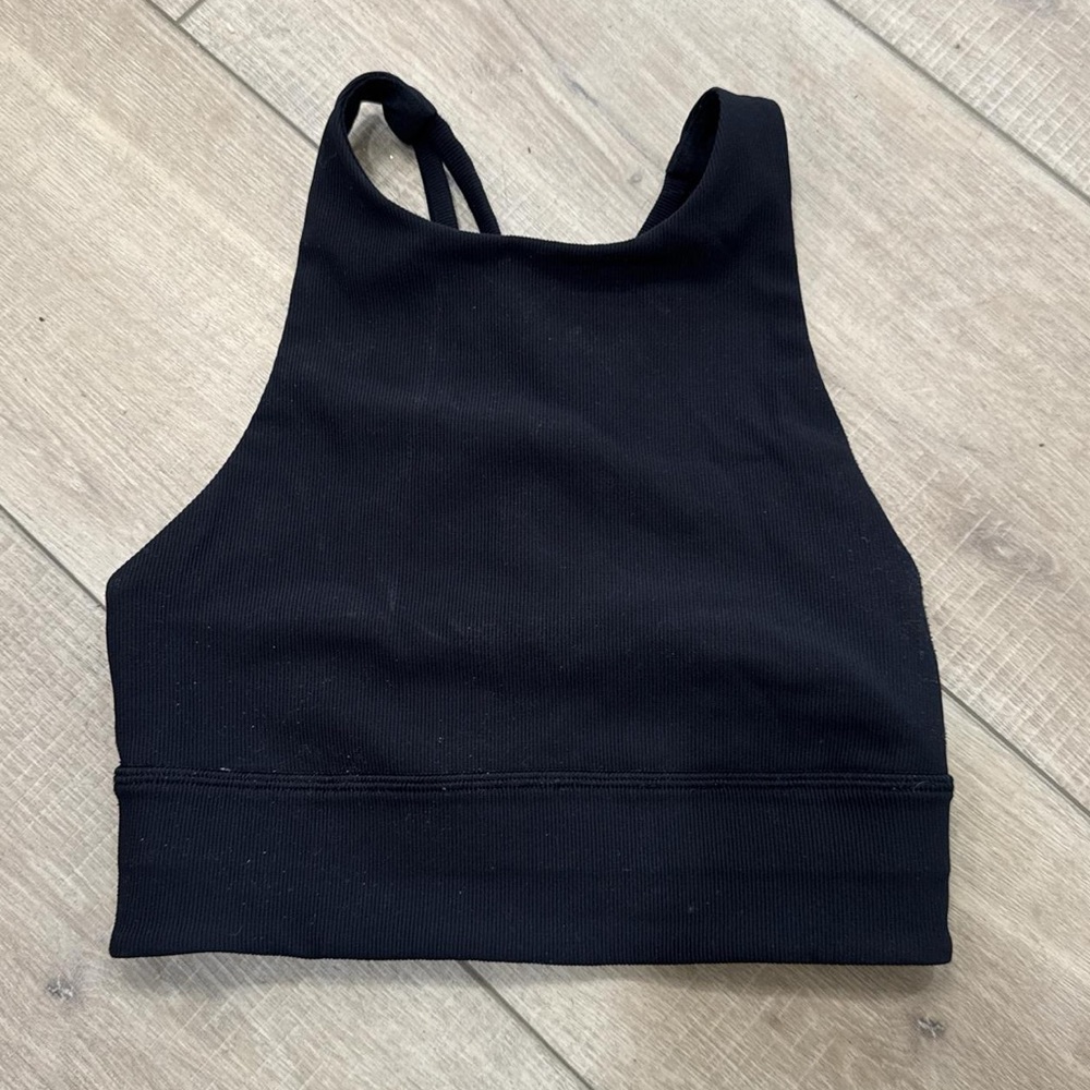 lululemon athletica Black High-Neck Ribbed Sports Bra